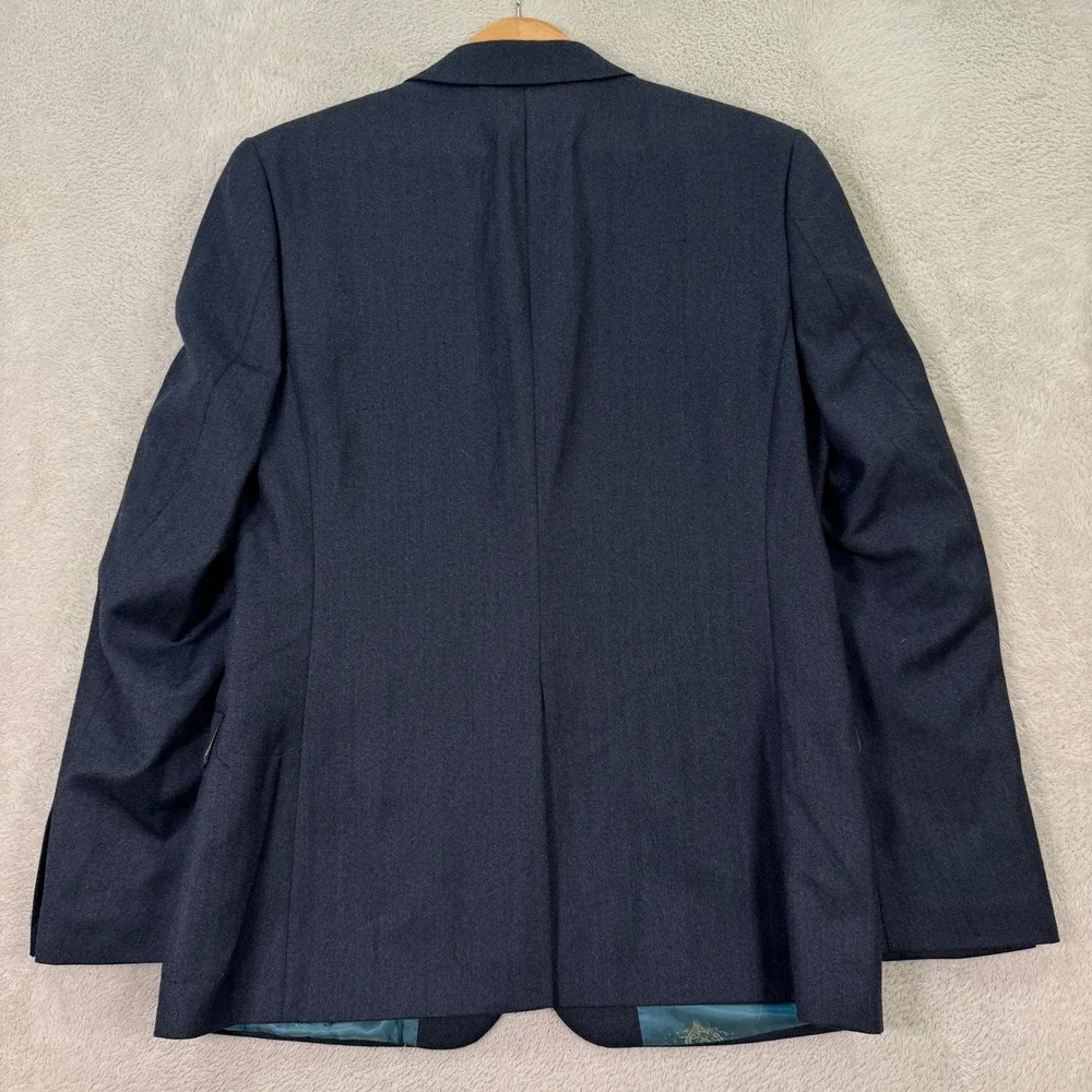 TED BAKER LONDON Endurance Mens 38R Navy Herringbone Wool Blazer Suit Jacket EUC